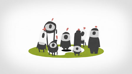 animation still with characters on logo for illustratoren organisation - christian effenberger