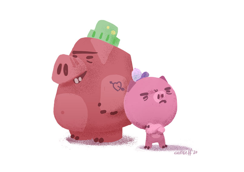 character design of mc piglet - christian effenberger