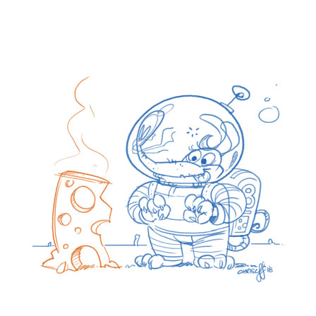 character design sketch of space mouse - christian effenberger