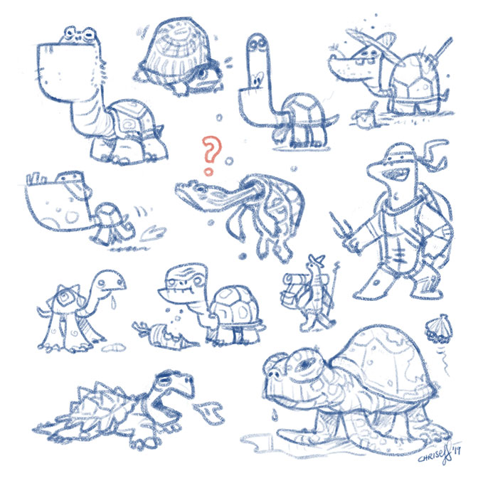 character design turtle sketches - christian effenberger