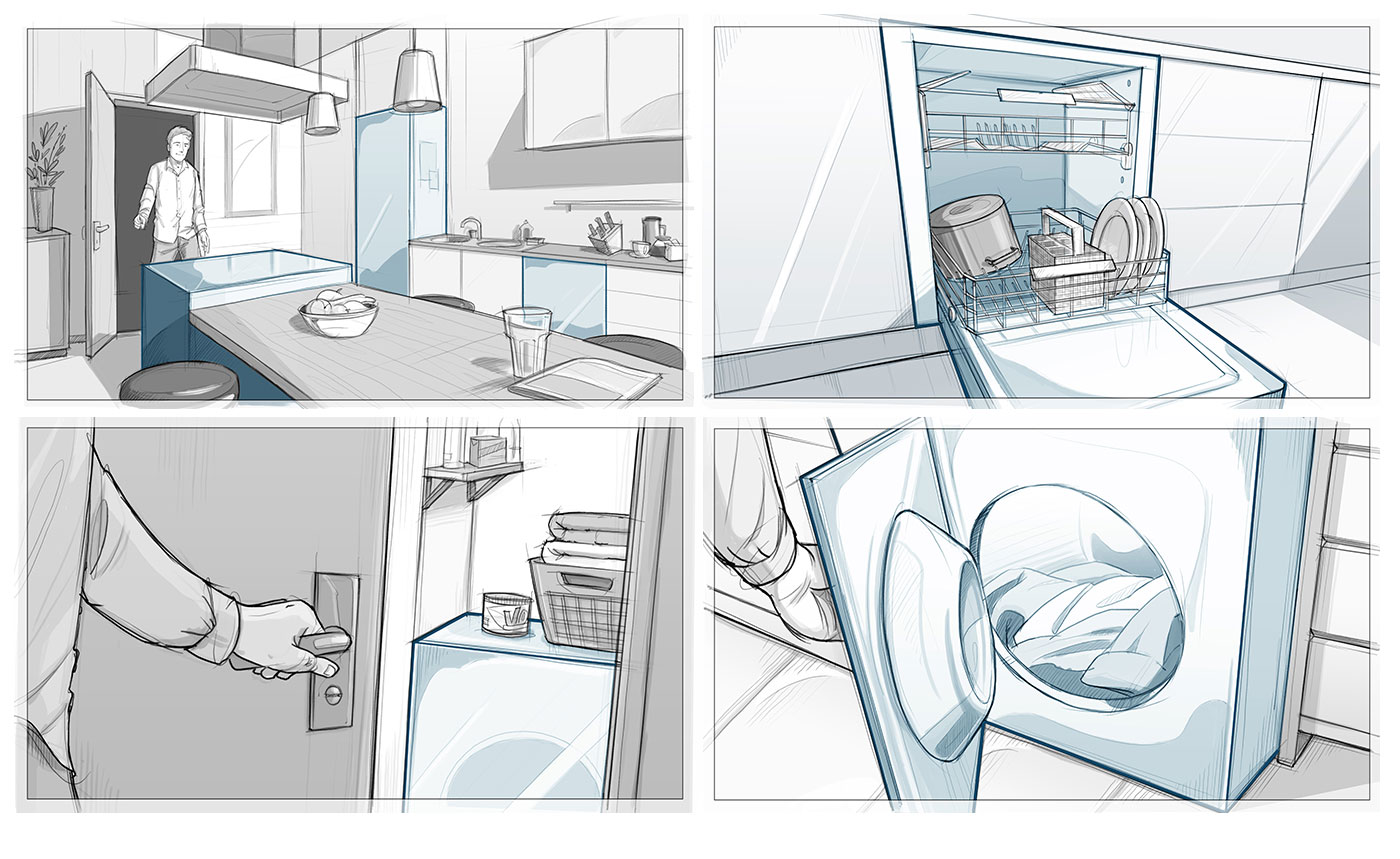 storyboard visuals for bsh kitchen - christian effenberger