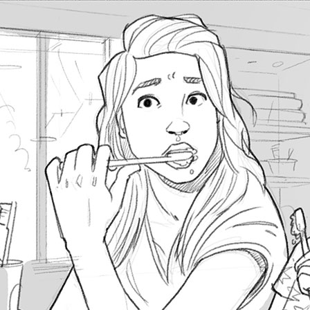 storyboard project thumb woman brushing teeth - christian effenberger